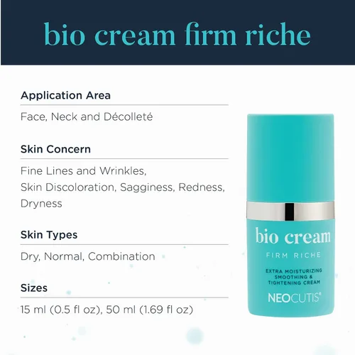 Vista 2 de NEOCUTIS Bio Cream Firm Riche - Crema suavizante y tensora extra hidratante - Crema facial antienvejecimiento para día y noche - Para tonos de piel