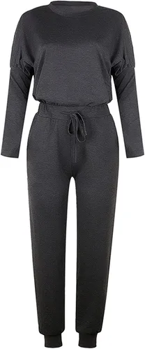 Vista 2 de Conjunto de 2 piezas de ropa de verano para mujer, ajuste holgado, cómodo, camiseta de manga corta con pantalones largos con cordón