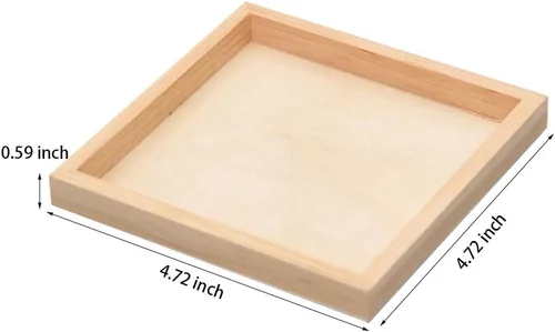 Vista 2 de Paquete de 6 bandejas de madera pequeña sin terminar para proyectos de manualidades, bandejas de madera de bricolaje, tableros de lienzo de madera