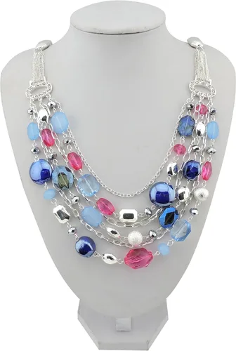 Vista 2 de Bocar Collar de cadena multicapa para mujer con esmalte de color de cristal