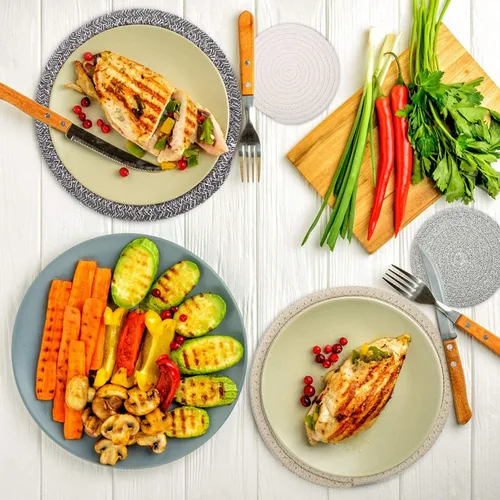 Vista 5 de Salvamanteles para platos calientes, ollas y sartenes, almohadillas calientes con cesta de almacenamiento, soportes para ollas para cocina, tapete