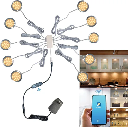 Vista 10 de Luces LED inteligentes de disco, iluminación regulable debajo del gabinete con control de aplicación Bluetooth, sincronización de música