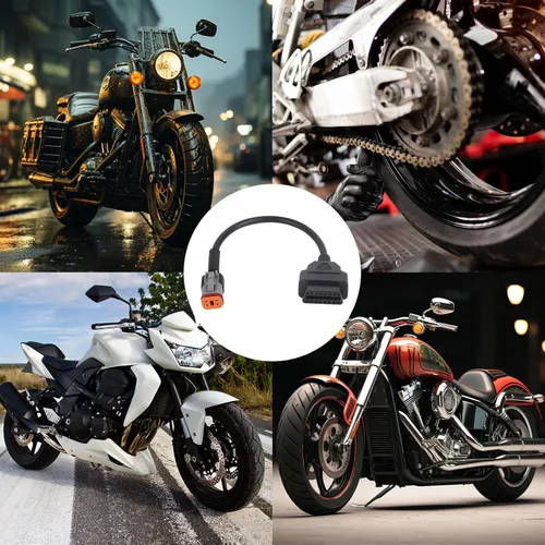 Vista 7 de Adaptador de diagnóstico de la motocicleta de 4 pines OBD2, cable adaptador de escáner de diagnóstico OBDII compatible con Har ley con conector de 4