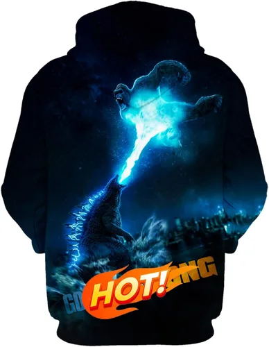 Vista 2 de Garin Sudadera con capucha de dinosaurio para niñosniñas, sudadera con capucha de monstruo de anime impresa en 3D para cosplay