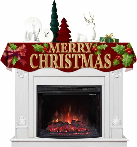 Vista 11 de NYZE Bufanda para Repisa de Chimenea Navideña 60 x 17 Pulgadas Cubierta Decorativa para Repisa de Chimenea de Navidad Camino de Mesa para Repisa