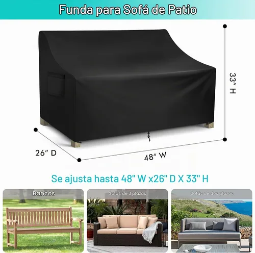 Vista 2 de WLEAFJ Funda impermeable para sofá de patio, funda de sofá biplaza para exteriores, funda resistente para sofá al aire libre, fundas grandes