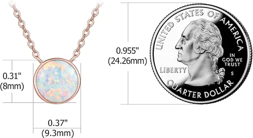 Vista 2 de TANGPOET Collar de ópalo de 0.315 in de plata de ley, delicado collar con colgante redondo, regalo de joyería de ópalo para mujeres, adolescentes