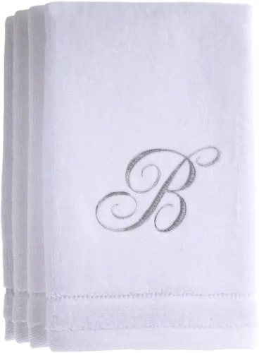 Vista 8 de Set de 4 toallas bordadas, de 11 x 18 pulgadas, extra absorbente, de algodón, acabado suave de terciopelo. Para baño/cocina/spa