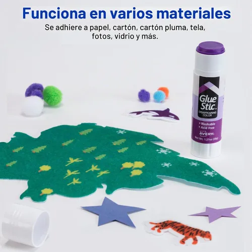Vista 6 de Avery Pegamento en barra, morado que desaparece, lavable, no tóxico, 1.27 oz, 6 barras de pegamento (98071)