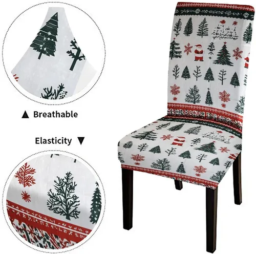 Vista 230 de CAPSCEOLL Christmas Dining Chair Covers,Snowflakes Festive Winter Pattern Stretch Chair Covers for Dining Room Set of 2 Washable Spandex Parson