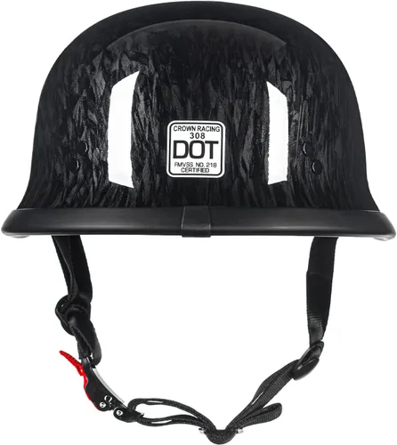 Vista 3 de Cascos de motocicleta de media cara, casco abierto de estilo alemán retro para adultos con aprobación DOT, Modelo-308