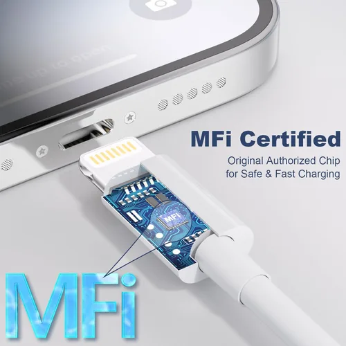 Vista 4 de Paquete de 2 cargadores de iPhone [certificado MFi] USB A a Lightning de carga rápida y sincronización de datos para iPhone 14 13 12 11 Pro Max XR