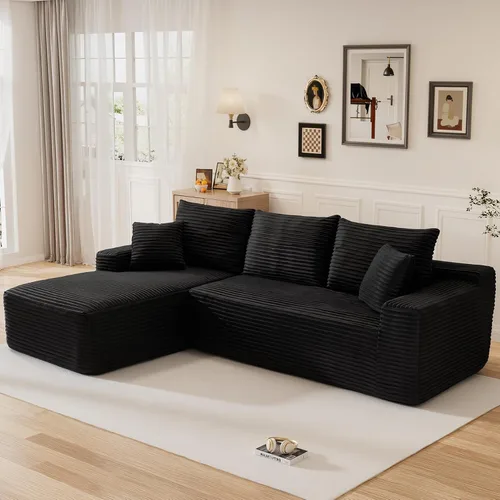 Vista 42 de Sofá modular sin hueso de 95 pulgadas, en forma de L con diván, tapicería de pana suave, asiento profundo, moderno y cómodo sofá para sala de estar