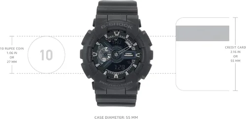Vista 3 de Casio G-Shock Ana-digi World Time Reloj para hombre con esfera negra #GA110-1B, Negro