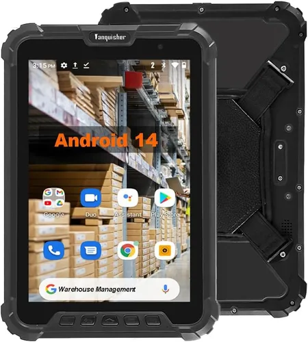 Vista 7 de Escáner de código de barras Android para tableta industrial resistente con motor de escaneo de barras 2D Honeywell Batería de 7200 mAh WiFi