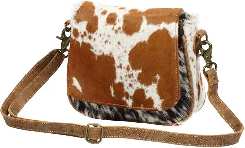 Vista 4 de Myra Bag Solapa sobre cuero de vaca y cuero pequeño Crossbody Bag S-1215