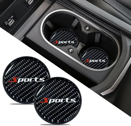 Vista 8 de 2 PCS Posavasos para Portavasos de Automóvil, Posavasos Integrados Antideslizantes de Fibra de Carbono, Inserto Universal de Portavasos de 2.75