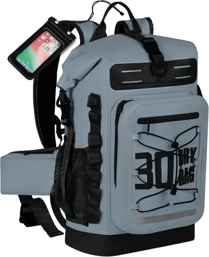 Vista 95 de MORXPLOR Bolsa seca impermeable, 5L/10L/20L/30L/40L/55L Mochila seca con funda impermeable para teléfono para natación, kayak