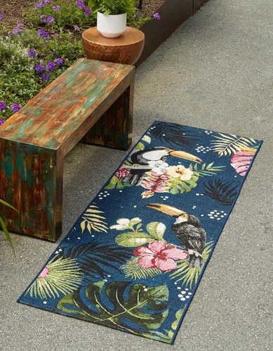 Vista 8 de Unique Loom Outdoor Botanical Collection - Phipps - Alfombra rectangular de 2 x 3 pies, multicolor y azul