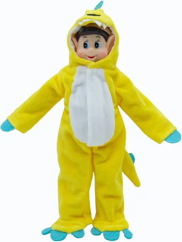 Vista 7 de Accesorios y ropa para muñeca de elfo, conjuntos de vestimenta de dinosaurio de alta costura, la muñeca no está incluida (dinosaurio verde)