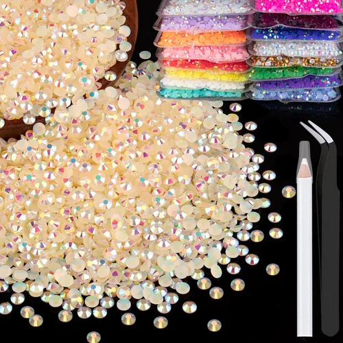Vista 59 de 5000 piezas de 2mm de strass de resina a granel, strass de gel negros con parte posterior plana y redonda para embellecer sin termoadhesión, gemas