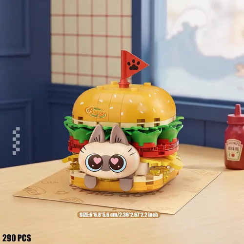 Vista 2 de MEIEST Juego de bloques de construcción de alimentos para adultos Hamburguesa