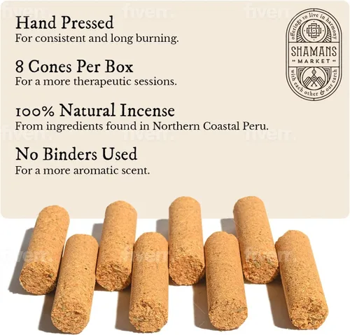 Vista 3 de Shamans Market Palo Santo & 7 Andean Herbs Cone Inciense - Caja de 6 Cajas