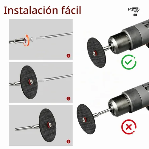 Vista 4 de 60 piezas de ruedas de corte para herramienta rotatoria de 1-1/4 pulgadas de fibra de vidrio reforzada y 4 piezas de mandriles
