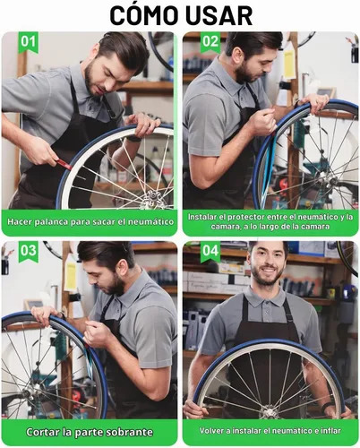 Vista 5 de Julai Revestimiento de neumáticos para bicicleta de carretera, protector plano de tubo de bicicleta compatible con 700C 27" 2 Pcs Bike Tire