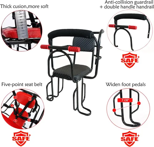 Vista 2 de Asiento Trasero para Niños de Bicicleta, Accesorio de Asiento de Bicicleta para Niños Montado en la Parte Posterior para Bicicleta de Adultos
