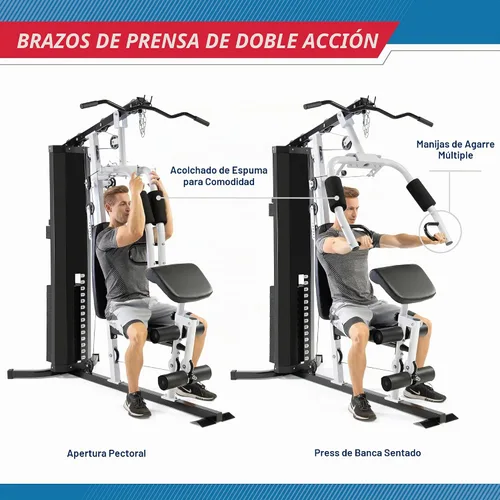 Vista 2 de Marcy 150lb. Stack Home Gym with Pulley, Arm, and Leg Developer Multifunctional Workout Station for Weightlifting and Bodybuilding