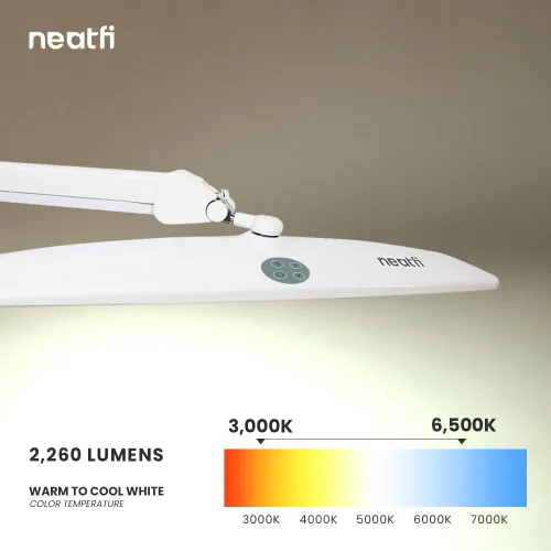 Vista 2 de Neatfi Lámpara de escritorio LED XL Cabeza de 20 pulgadas de ancho (blanco-2, CCT con abrazadera)