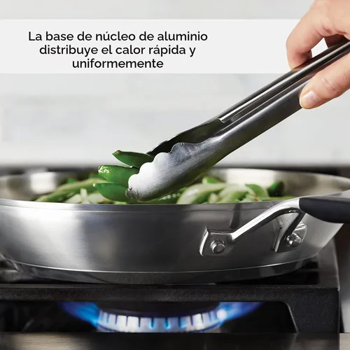 Vista 3 de KitchenAid - Sartén de inducción de acero inoxidable, 12 pulgadas Fácil limpieza, utensilios de cocina de acero inoxidable cepillado, apto