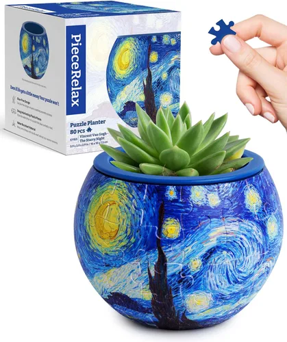 Vista 22 de PieceRelax Maceta de rompecabezas 3D única - 80 piezas de plástico [K1155] Manzana de mi ojo