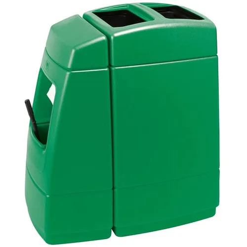 Vista 3 de Contenedor de basura negro de 28 galones con dispensador de toallas, escobilla de goma y estación de lavado de parabrisas, cubo de basura, papelera