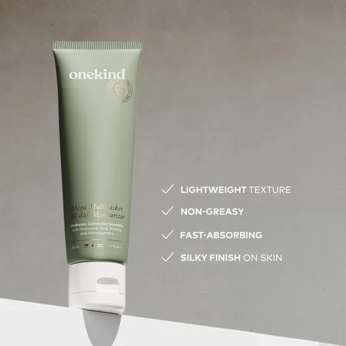 Vista 3 de Onekind Mega Multitasker Crema hidratante para todo el día, crema facial hidratante con ácido hialurónico y glicerina, hidratante antienvejecimiento