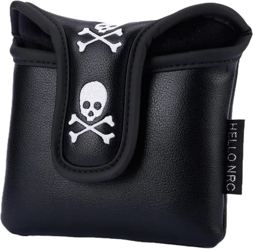 Vista 5 de Golf Club Skull Square Mallet Putter Cover Magnetic Closure Skeleton PU Leather Headcover