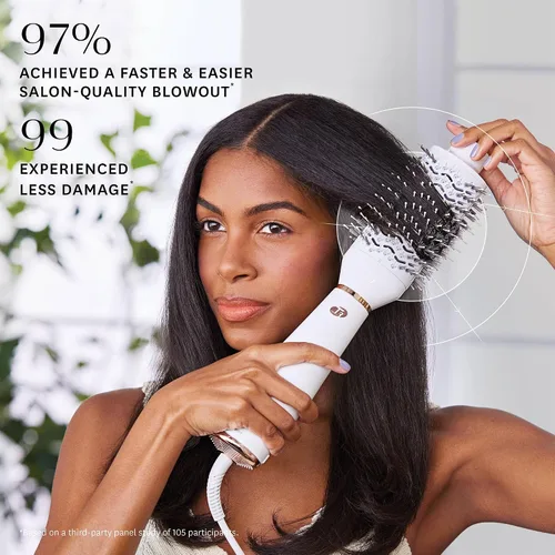 Vista 4 de T3 AireBrush One Step Smoothing and Volumizing Hair Blow Dryer Brush, for Fast Drying and Styling with Multiple Heat and Speed Settings, Ceramic and