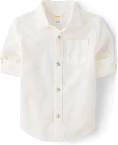 Vista 8 de Gymboree Camisa de manga larga con botones para niños y niños pequeños Rojo