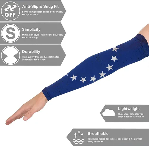 Vista 3 de HSELOGI Fundas de brazo refrescantes, antideslizantes, protección solar UV para correr, golf, ciclismo, 1 par