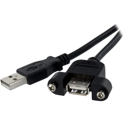Vista 5 de StarTech Cable USB 2.0 A-A F/M de 1 pie para montaje en panel, negro (USBPNLAFAM1)