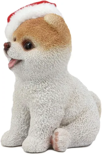 Vista 3 de Ebros Christmas Santa Boo - Estatua de perro de Pomerania más linda del mundo para mascotas, amigos de mascotas, perros coleccionables, figura