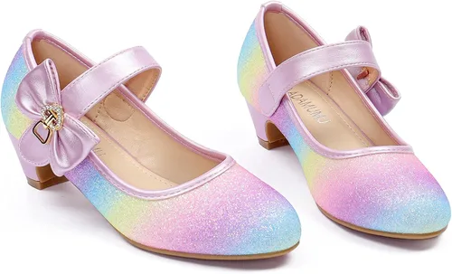 Vista 6 de ADAMUMU Zapatos de tacón bajo para niñas (niños pequeños)