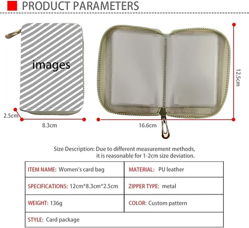 Vista 5 de GePrint Diseño de perezoso a la moda con bloqueo RFID con 18 ranuras para tarjetas con cremallera, tarjetero de cuero para mujeres, hombres, niños