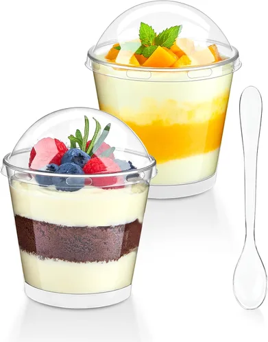Vista 11 de Mini tazas de postre en forma de corazón de 5 onzas con tapas