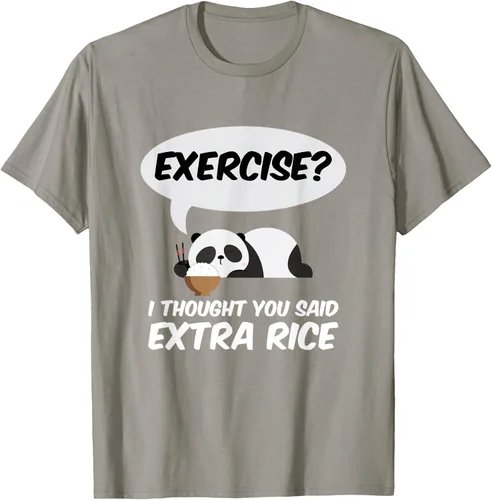 Vista 26 de ¿Ejercicio? I Thought You Said Extra Rice Panda Gift T-Shirt, Negro, S
