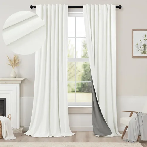 Vista 10 de Pitalk Cortinas cortas 100% opacas de lino para cafetería, 40 pulgadas de largo, 2 paneles, cortinas de puerta francesa para ventana, cortina