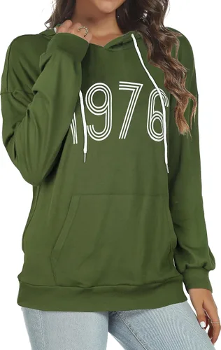 Vista 3 de Women's Hoodies Long Sleeve Sweatshirts Drawstring Pullover Tops with Pocket Casual Loose Blouses Tunic