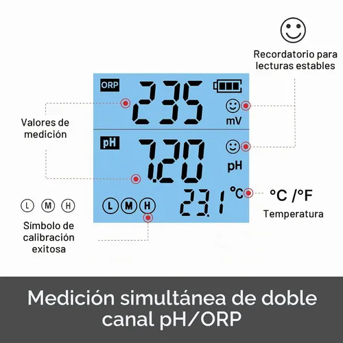 Vista 4 de Apera Instruments PR60F - Kit de probador de pH/ORP (reox) premium con sensor plano dual precalibrado para alta precisión simultánea pH/ORP/Temp.