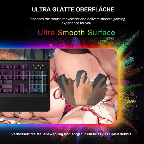 Vista 4 de Alfombrilla de mouse de anime para niña, sexy, XXL RGB, accesorios de juegos, tapete de escritorio LED, alfombrillas de juego, alfombrillas